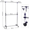 SONGMICS Rollgarderobe Doppelstange aus Edelstahl (101-163) Produktbild-Vorschau 7