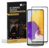 A product box for a screen protector is shown next to a smartphone with a screen protector applied. Produktbild-Vorschau