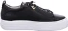 A side view of a black leather sneaker with a white sole. Anteprima dell’immagine prodotto