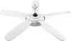 A white ceiling fan with five blades, isolated on a white background. Produktbild-Vorschau