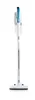 A white stick vacuum cleaner with a blue handle is shown standing upright against a white background. Náhled obrázku produktu