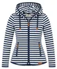 Damen Fleecejacke Maritim mit Streifen - Kapuzenjacke Produktbild-Vorschau 1