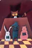 An owl judge presides over a court with a rabbit, a wolf, and a pig as defendants. Náhled obrázku produktu