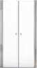A front view of a clear glass shower door with silver metal frames and handles. Anteprima dell’immagine prodotto