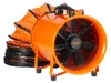 An orange industrial fan with a black flexible hose attached. Produktbild-Vorschau