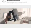 A hand holding a white cordless vacuum cleaner with a black handle and a clear dustbin. Anteprima dell’immagine prodotto