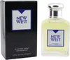 New West Skinscent Spray mit gelblicher Flüssigkeit in klarer Glasflasche, daneben schwarze Umverpackung mit blau-weißem Logo. Produktbild-Vorschau