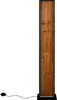 A tall, rectangular floor lamp with a wood-grain finish and a black frame, standing on a white background with its power cord and foot switch visible at the bottom. Náhľad obrázku produktu