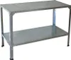 A silver metal workbench with two shelves, shown against a white background. Produktbild-Vorschau
