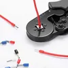 A close-up view of a crimping tool with red electrical wire being inserted, surrounded by various wire ferrules. Náhľad obrázku produktu
