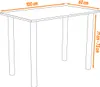 A line drawing of a rectangular table with four legs, showing its dimensions. Náhľad obrázku produktu