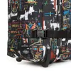A close-up view of a patterned suitcase with wheels and a buckle. Produktbild-Vorschau