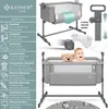 A split image showing a KESSER baby bassinet from different angles and with feature callouts. Produktbild-Vorschau