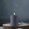 LED Stumpenkerze MIA - Kunststoff - realistische 3D Flamme - H: 10cm - outdoor - grau Produktbild-Vorschau