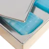 A close-up view of a cooling serving plate with blue ice packs inside a stainless steel tray, set within a wooden frame. Náhľad obrázku produktu