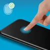 A finger is shown pressing on a smartphone screen, with a fingerprint icon and checkmark in the upper left corner. Produktbild-Vorschau