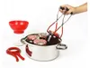 A hand is using tongs to remove a jar from a pot filled with water and other jars. Produktbild-Vorschau