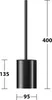 A black toilet brush holder with dimensions indicated. Anteprima dell’immagine prodotto