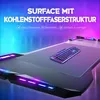 A gaming desk with a keyboard on it, illuminated by RGB lighting. Voir les images du produit