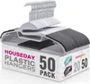 A stack of white plastic hangers with gray and black non-slip grips, neatly arranged on top of their packaging box. Produktbild-Vorschau
