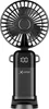 A black portable fan with a digital display on a white background. Produktbild-Vorschau
