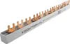 A close-up, angled shot of a copper busbar with multiple connection points, set against a white background. Produktbild-Vorschau