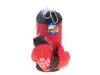 A boxing set with a punching bag and gloves, packaged in a mesh bag. Produktbild-Vorschau