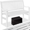 A white wooden garden bench with a black cover underneath. Produktbild-Vorschau