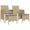 Gartensofa 2-Sitzer mit Tisch und Hockern Beige Poly Rattan Produktbild-Vorschau 1
