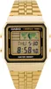 A gold Casio digital watch with a black bezel and a world map display. Produktbild-Vorschau