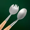 Salatlöffel-Gabel-Set aus Edelstahl mit Holzgriff, Produktbild-Vorschau 6