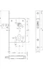 Technical drawing with dimensions of a door lock mechanism. Produktbild-Vorschau