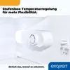 Close-up view of the interior of a refrigerator, focusing on the temperature control dial and a light. Produktbild-Vorschau