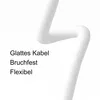 A white cable is shown bending in a studio setting with text overlay. Produktbild-Vorschau