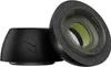 Two black ear tips for earbuds, one shown from the side and the other from the front, revealing the mesh interior. Voir les images du produit