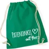 Huuraa Turnbeutel Patenonkel mit Herz 12 Liter Kelly Green Produktbild-Vorschau 1