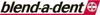 The image shows the brand name 'blend-a-dent' in large, stylized font, with a red banner underneath and a circular logo on the right. Produktbild-Vorschau