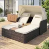 COSTWAY : chaise longue double en polyrotin pour 2 Voir les images du produit 2