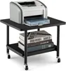 A black printer stand with a printer on the top shelf and books on the bottom shelf. Produktbild-Vorschau