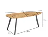 A diagram of an oval coffee table with dimensions indicated. Voir les images du produit