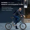 A man is riding a blue electric bicycle on a street. Produktbild-Vorschau