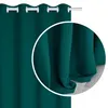 A close-up view of a teal curtain with grommets, showing the fabric texture and how it drapes. Produktbild-Vorschau