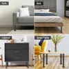 A collage of four images showing furniture legs being used on a sofa, bed, cabinet, and small table. Produktbild-Vorschau