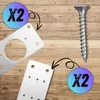 A screw and two metal plates are shown on a wooden background, with circular overlays indicating quantities. Náhľad obrázku produktu