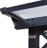 A close-up view of the corner of a black aluminum patio roof structure with a translucent white roof panel. Anteprima dell’immagine prodotto