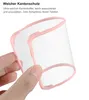 A hand holding a clear phone case with a pink border. Produktbild-Vorschau