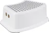 A white plastic step stool with a gray perforated top surface. Produktbild-Vorschau