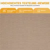 Close-up of a woven fabric texture with marketing text and icons above. Produktbild-Vorschau