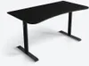 A black gaming desk with a curved front edge, shown from a slightly elevated front-left angle against a plain white background. Voir les images du produit