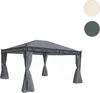 A gray gazebo with curtains, shown against a white background. Two color swatches, cream and dark green, are visible in the upper right corner. Náhľad obrázku produktu